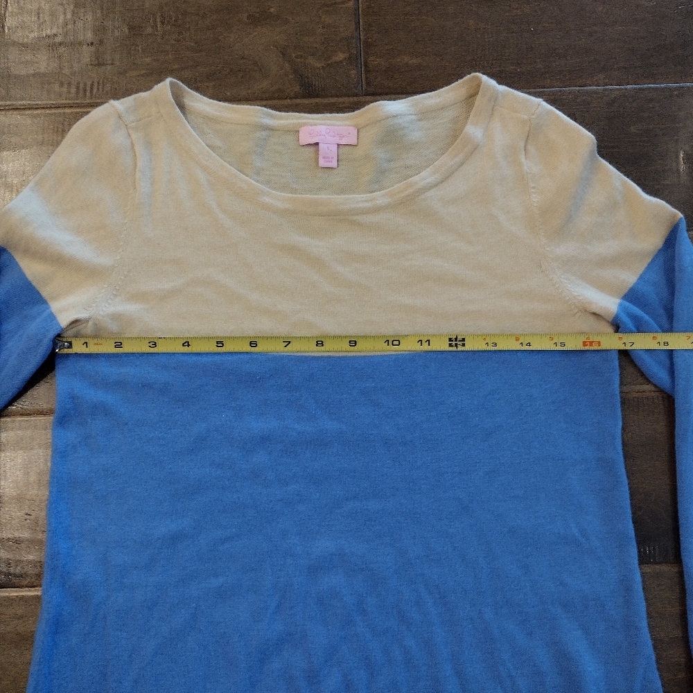 LILLY PULITZER Women's blue tan colorblock Pullover Sweater - S - Picture 10 of 12